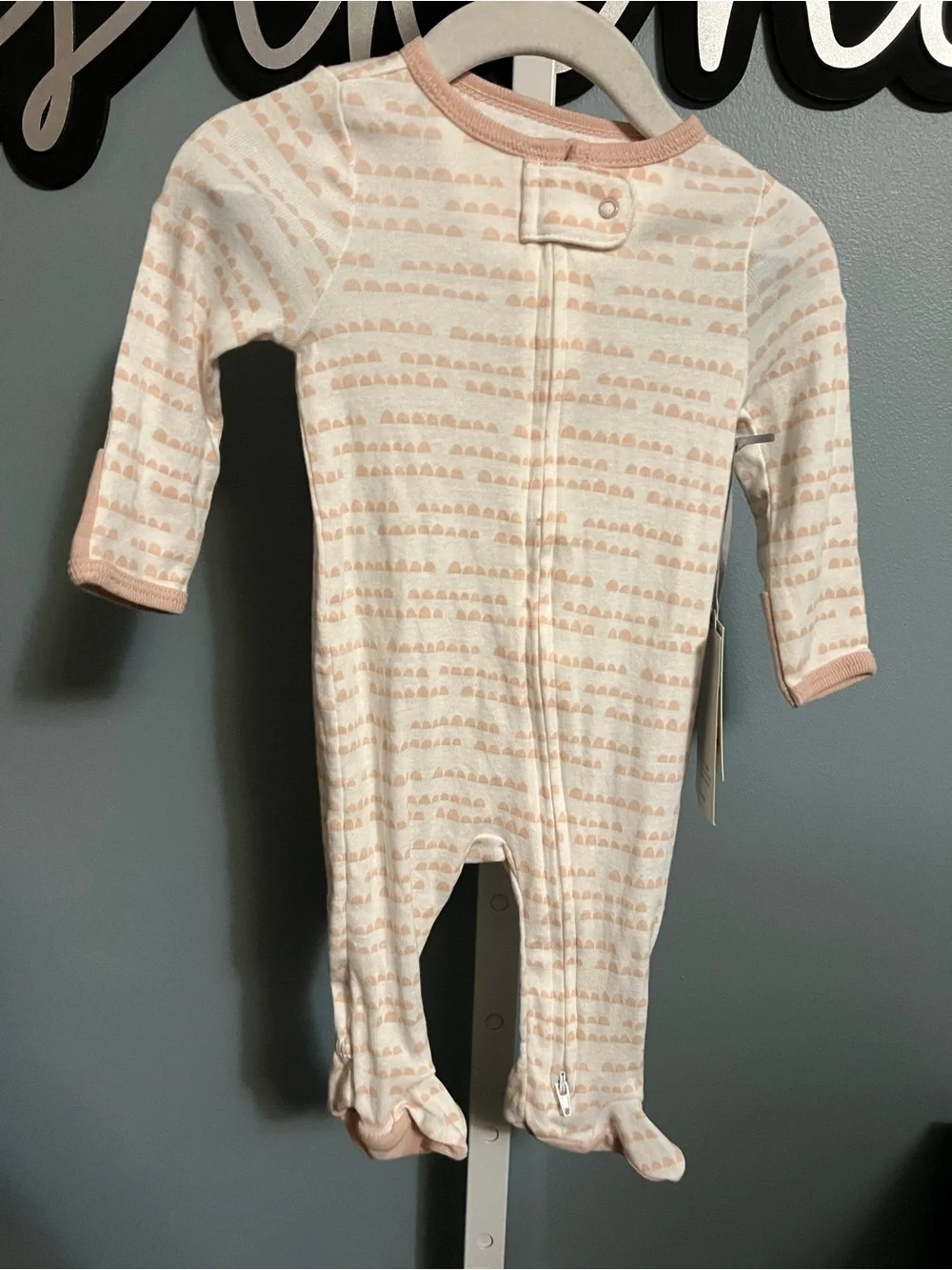 Cloud Island Baby Girls' Pink & White Printed One-Piece Footed Sleepsuit NWT 0-3